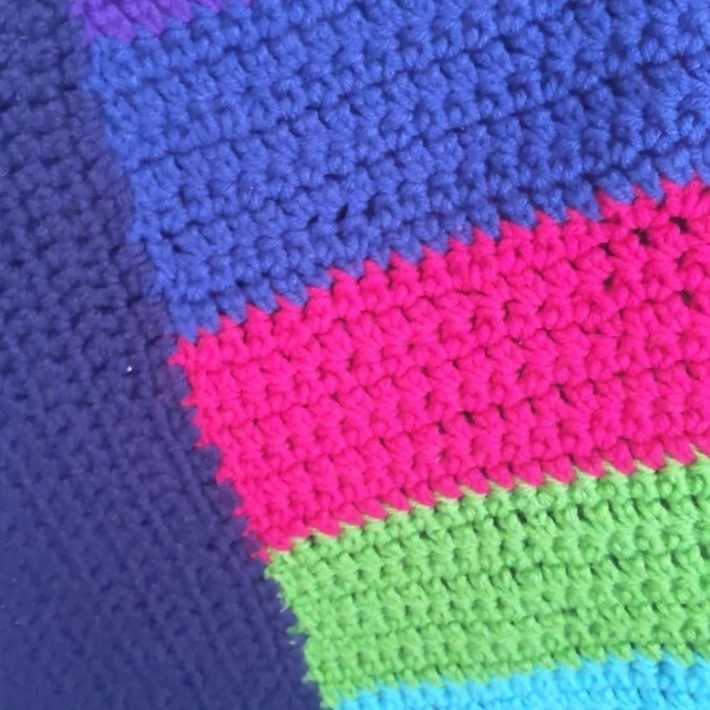 Handmade crochet lap blanket/throw. Multi color.